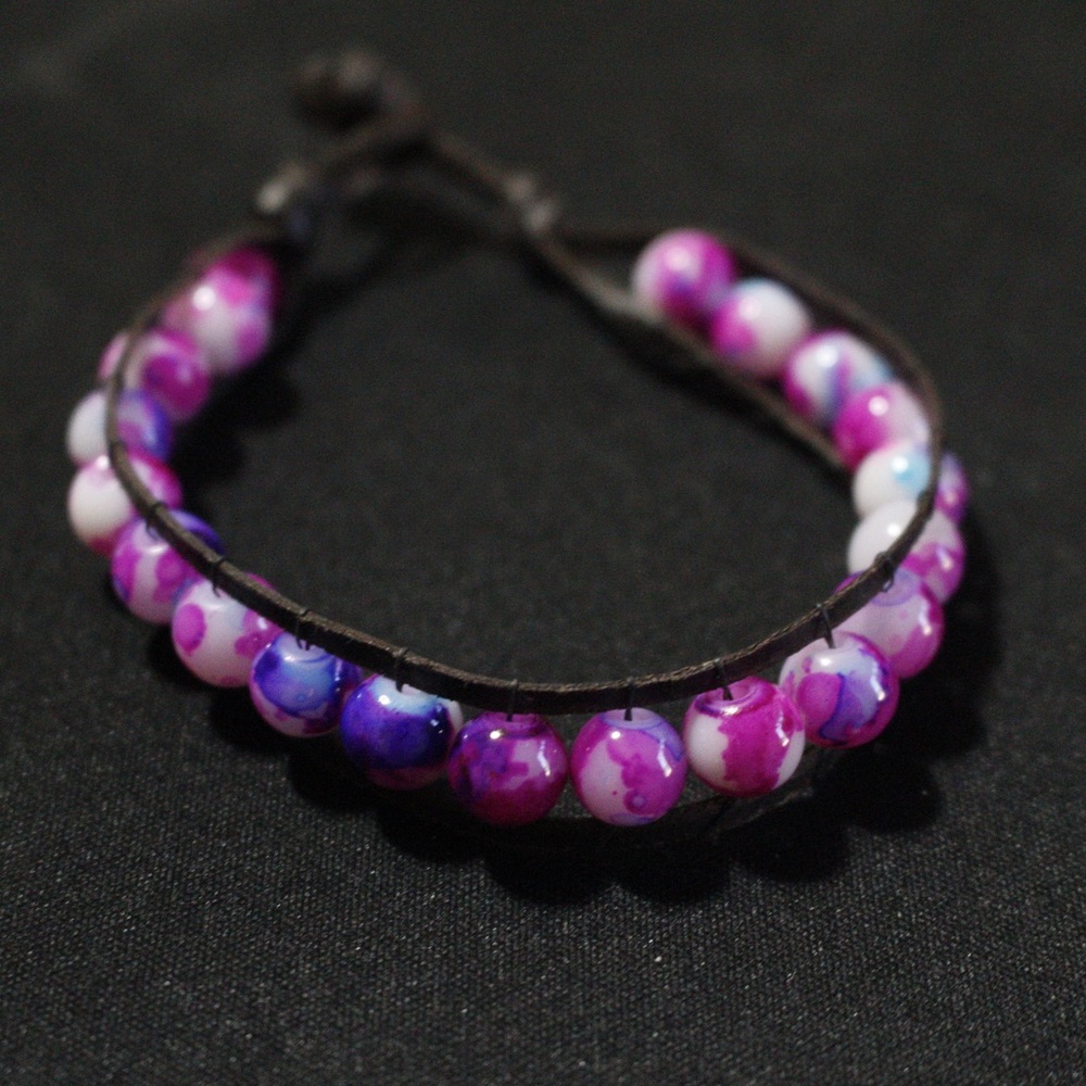 lather beaded bracelet